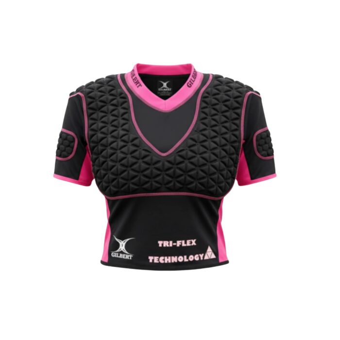 Pechera Rugby Gilbert Triflex Femenina Negra y Fucsia