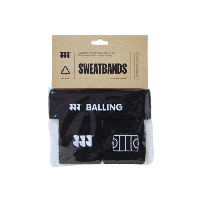 Kit Sweatbands Balling Negro Vincha Y Muñequeras - Talle Único -